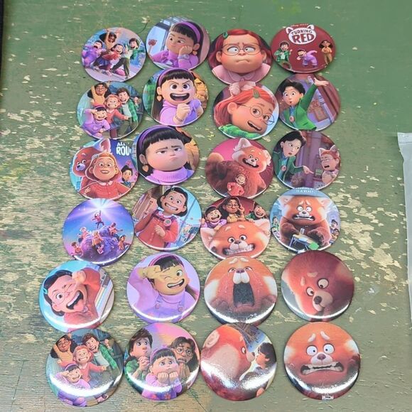 DISNEY 24 TURNING RED KIDS BUTTONS GREAT FOR ANY COLLECTION NEW! - Picture 1 of 4
